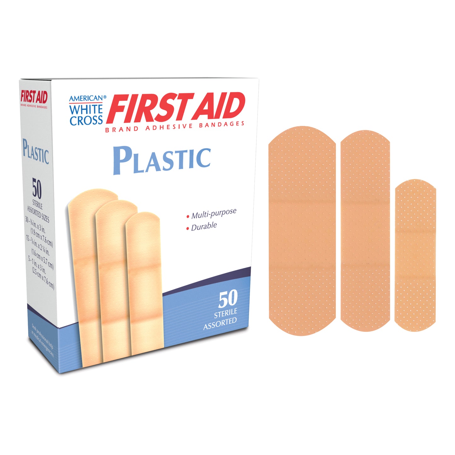 American White Cross Sterile Plastic Adhesive Bandages Assorted Sizes medical supply