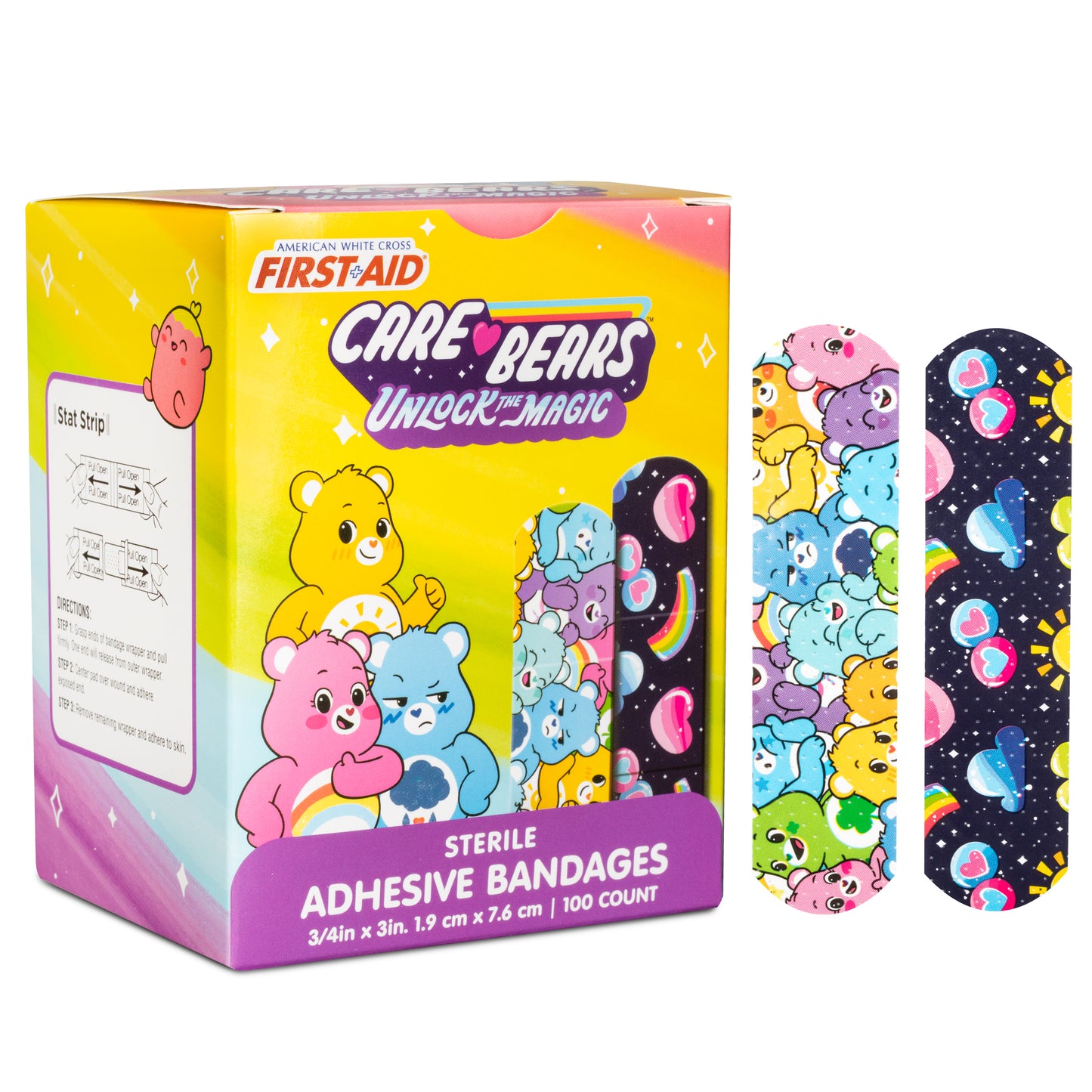 American White Cross Care Bears Stat Strip Bandages 3/4 x 3 inch medical supply