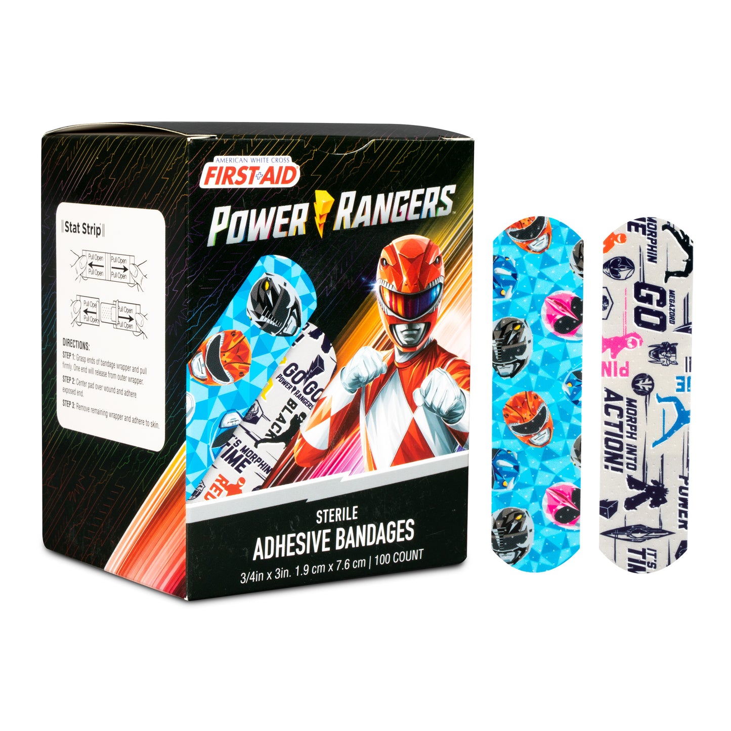 American White Cross Power Rangers Stat Strip Bandages 3/4 x 3 medical supply