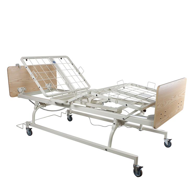 D100 LTC 3 Function Standard Bed - Wood Boards - Mahogany, w/ Metal Rail 12001-MHMR, medical supply