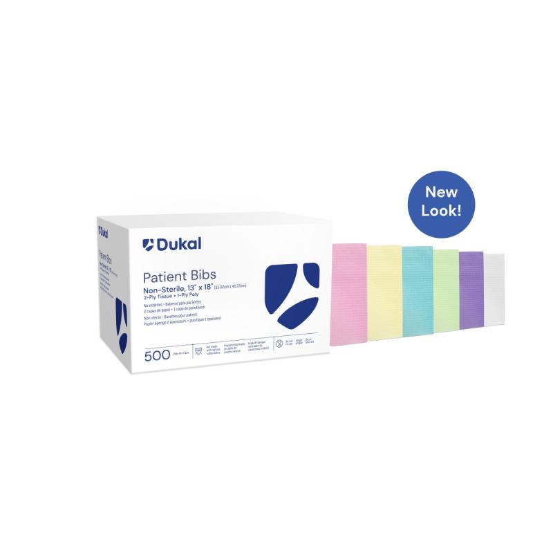 Dukal Patient Bibs 2-Ply 13" x 18" Mauve Case of 500 medical supply
