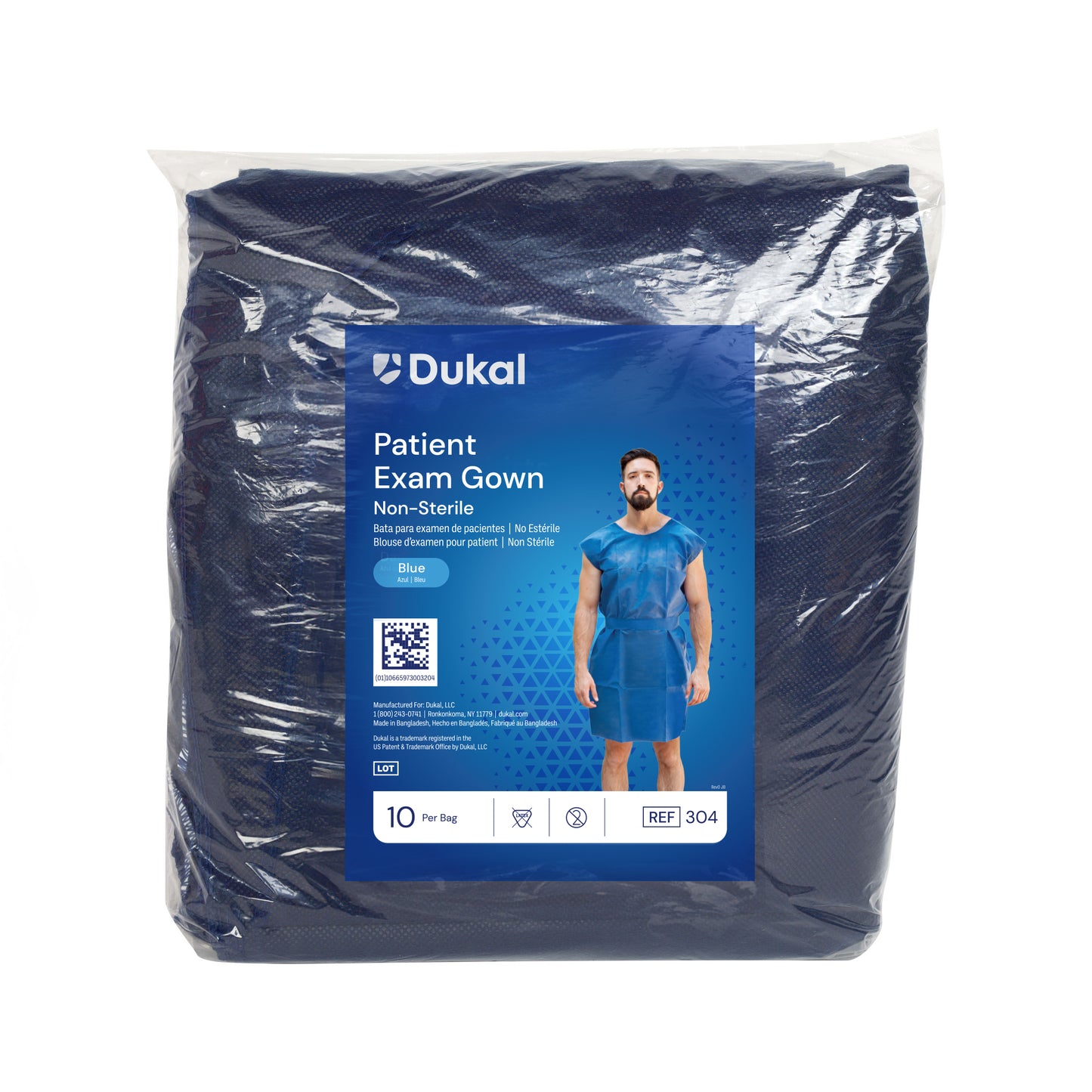Dukal Patient Gown One-Size Blue Case of 50 medical supply
