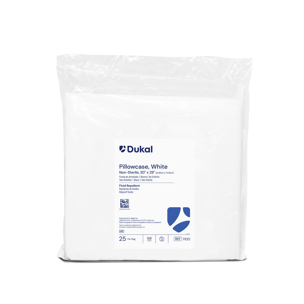 Dukal Disposable Pillowcase 20 inch x 29 inch White case of 100 medical supply
