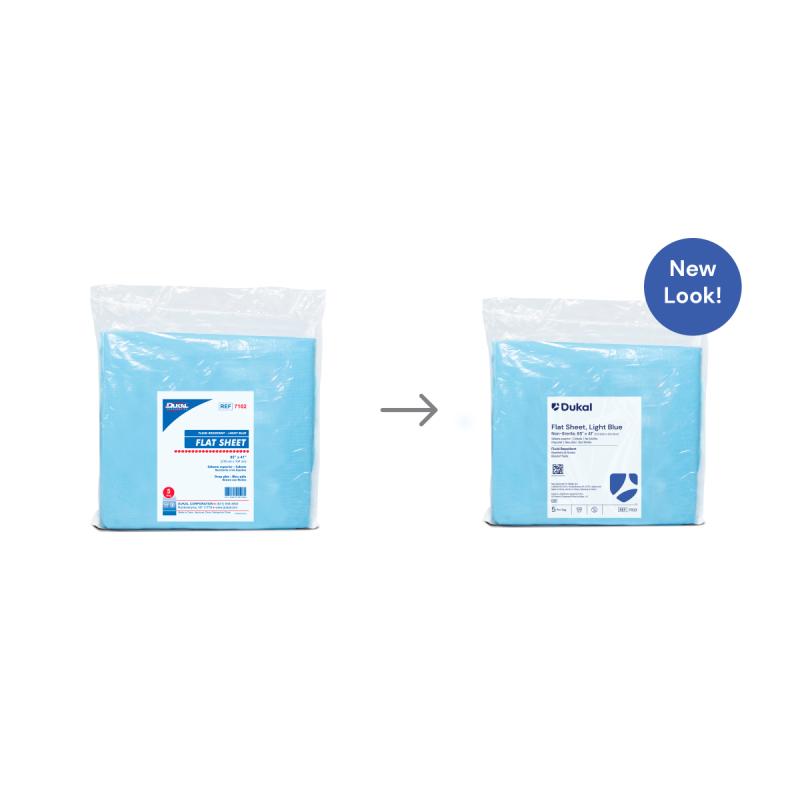 Dukal Disposable Flat Sheet 85 inch x 41 inch Light Blue 100 count case medical supply