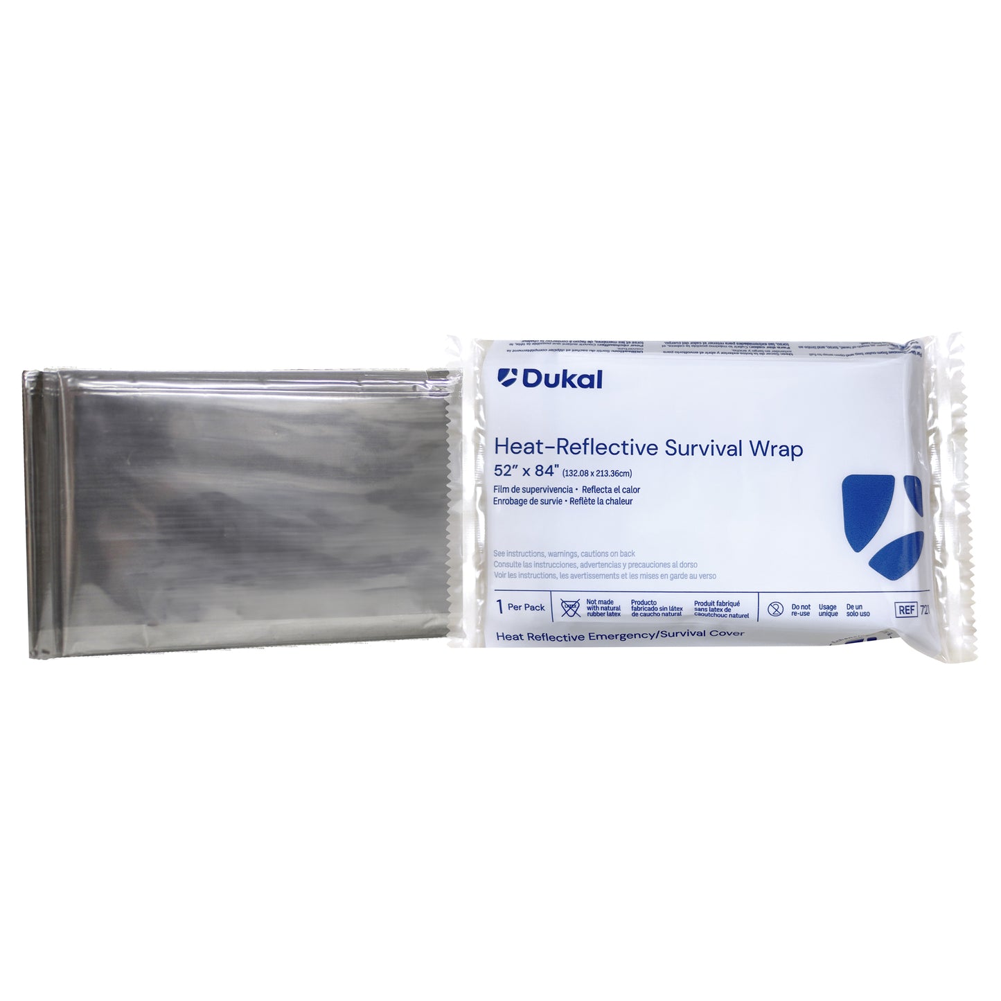Dukal Heat-Reflective Survival Wrap 52 x 84 Silver Case of 250 medical supply