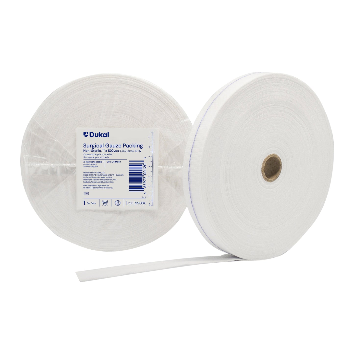 Dukal Gauze Packing Roll 4-Ply 1 inch x 100 yds medical supply