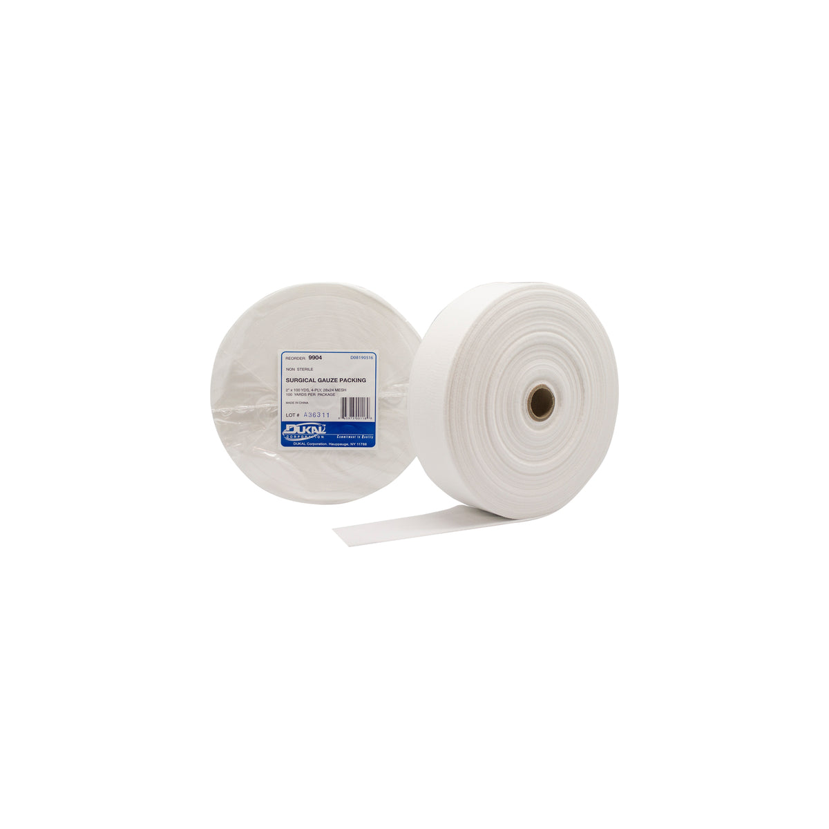 Dukal Non-Sterile Gauze Packing Roll 2 inch x 100 yds 4-Ply medical supply