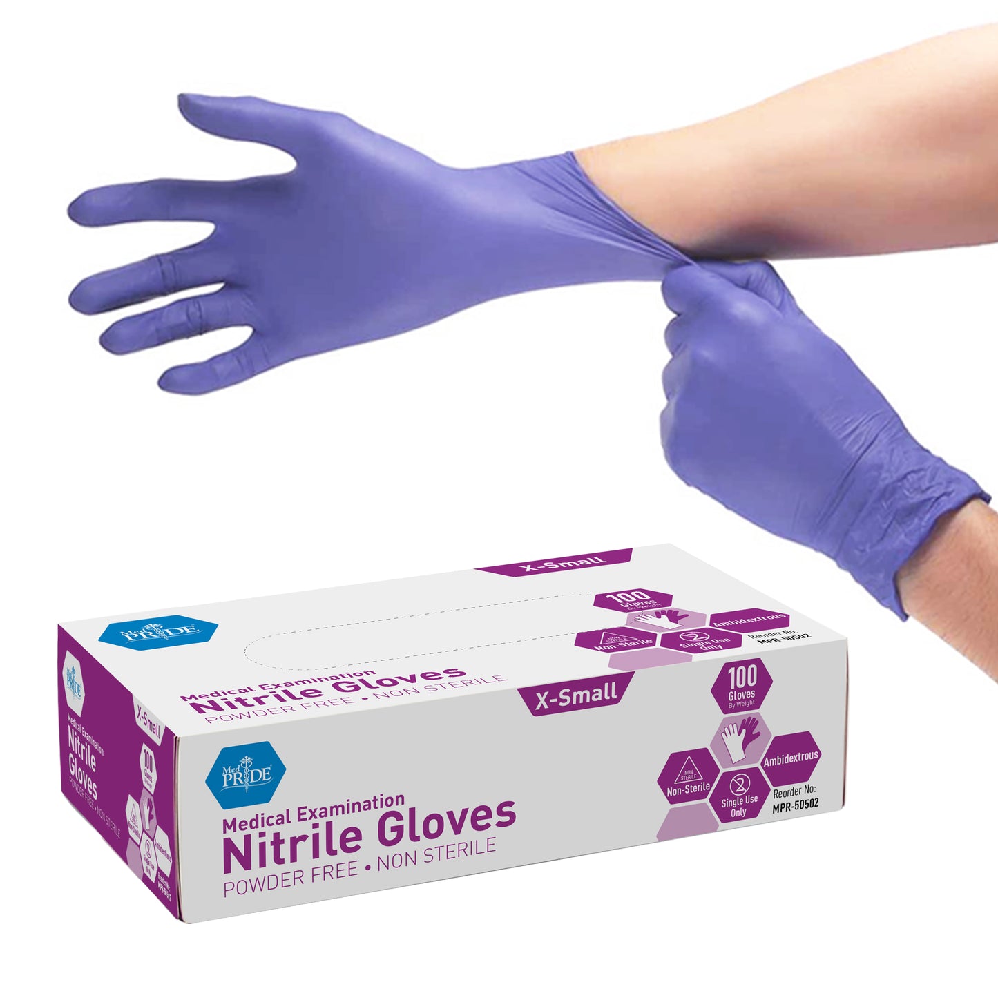 MedPride Nitrile Exam Glove X-Small Blue 10/100/cs medical supply