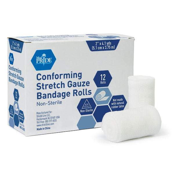 MedPride Stretch Gauze Bandage Roll 2 in 8/12/cs medical supply