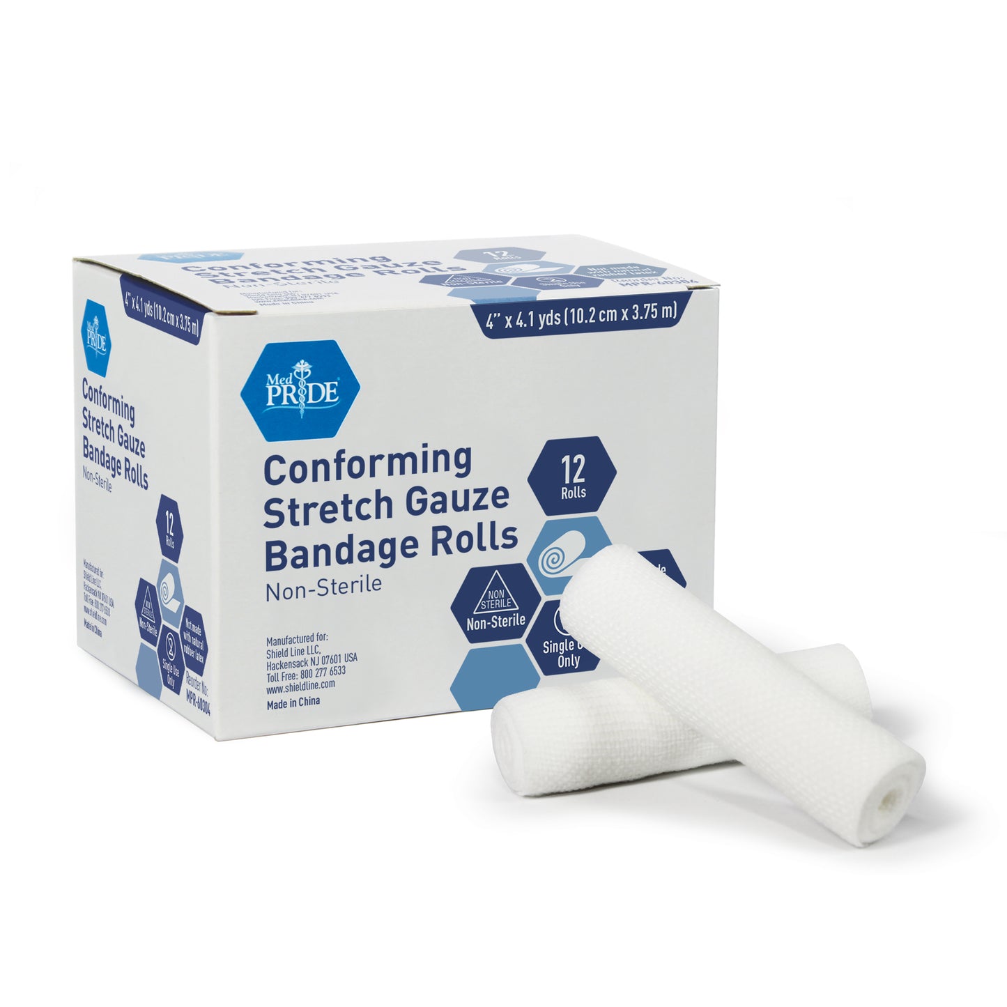 MedPride Conforming Stretch Gauze Bandage Roll 4 in x 4.1 yds medical supply