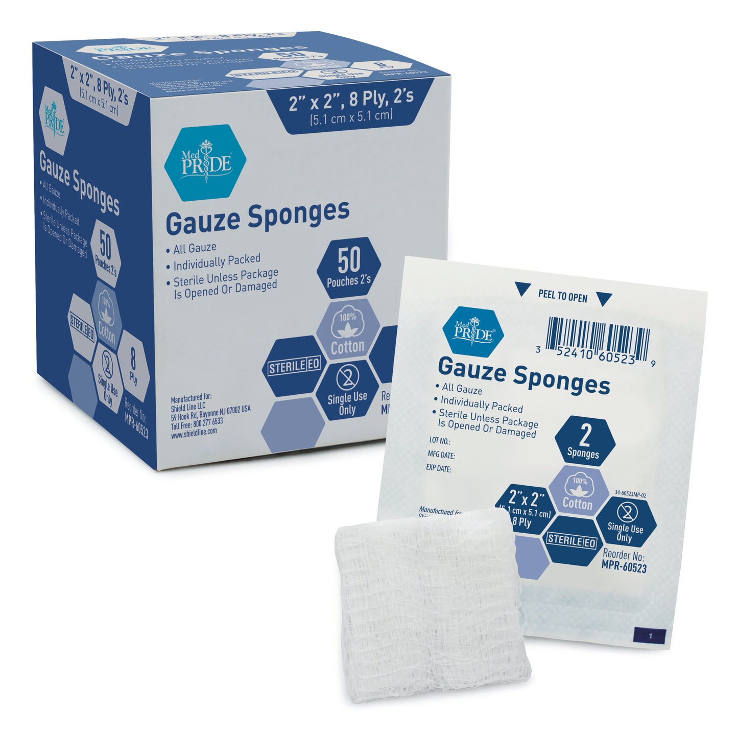 MedPride Sterile Gauze Sponge 2x2 8-Ply Case medical supply