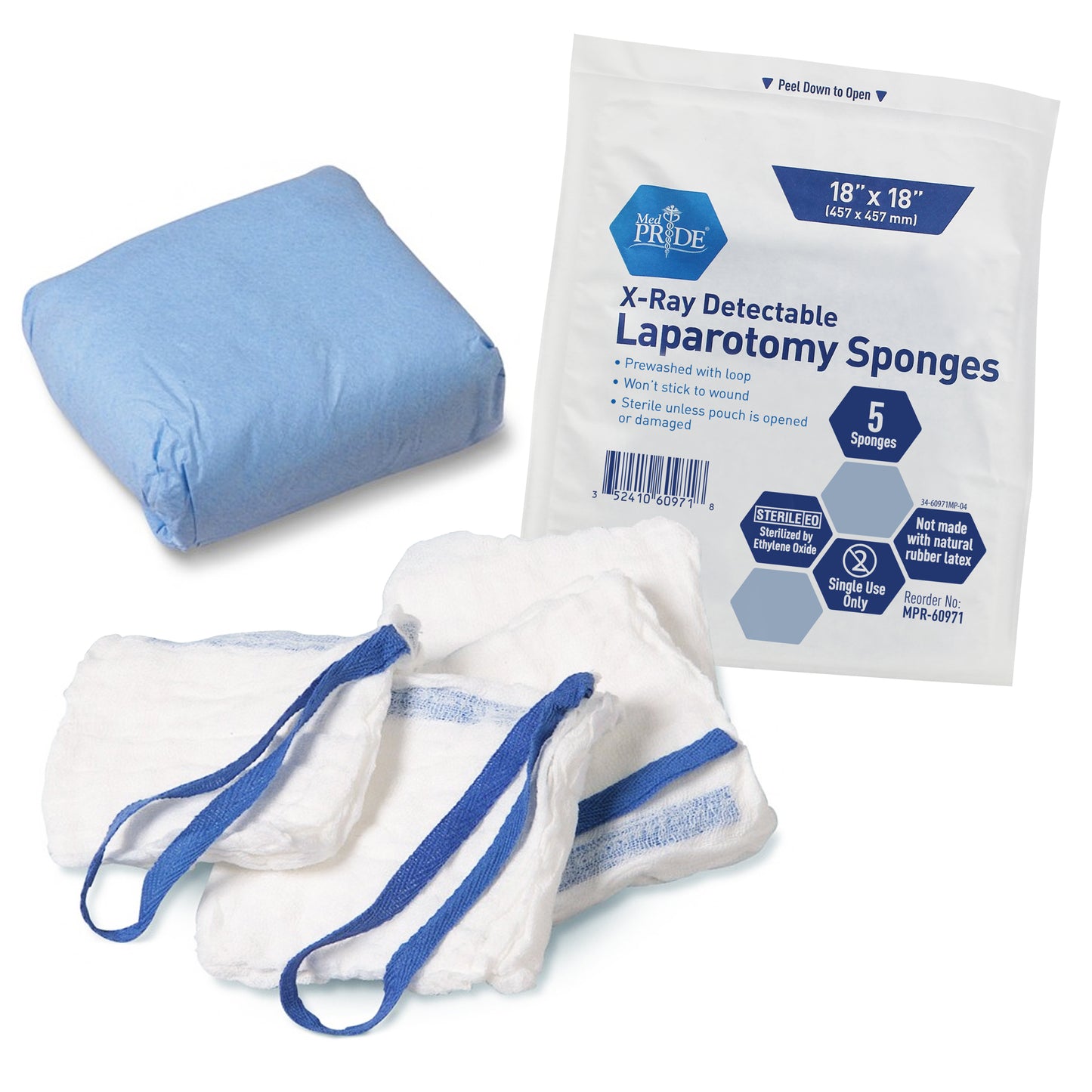 MedPride Laparotomy Sponge Sterile X-ray Detectable 18x18 medical supply