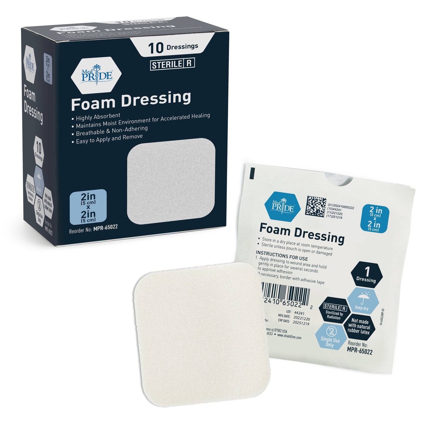 MedPride Foam Wound Dressing 2x2 in Case medical supply