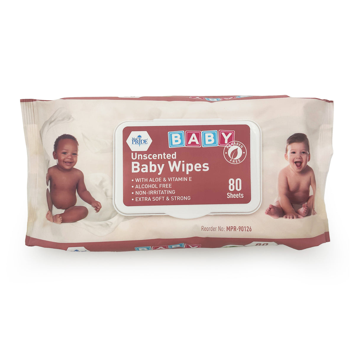MedPride Baby Wipes Unscented Pink 24 Boxes 80 per Box Case medical supply