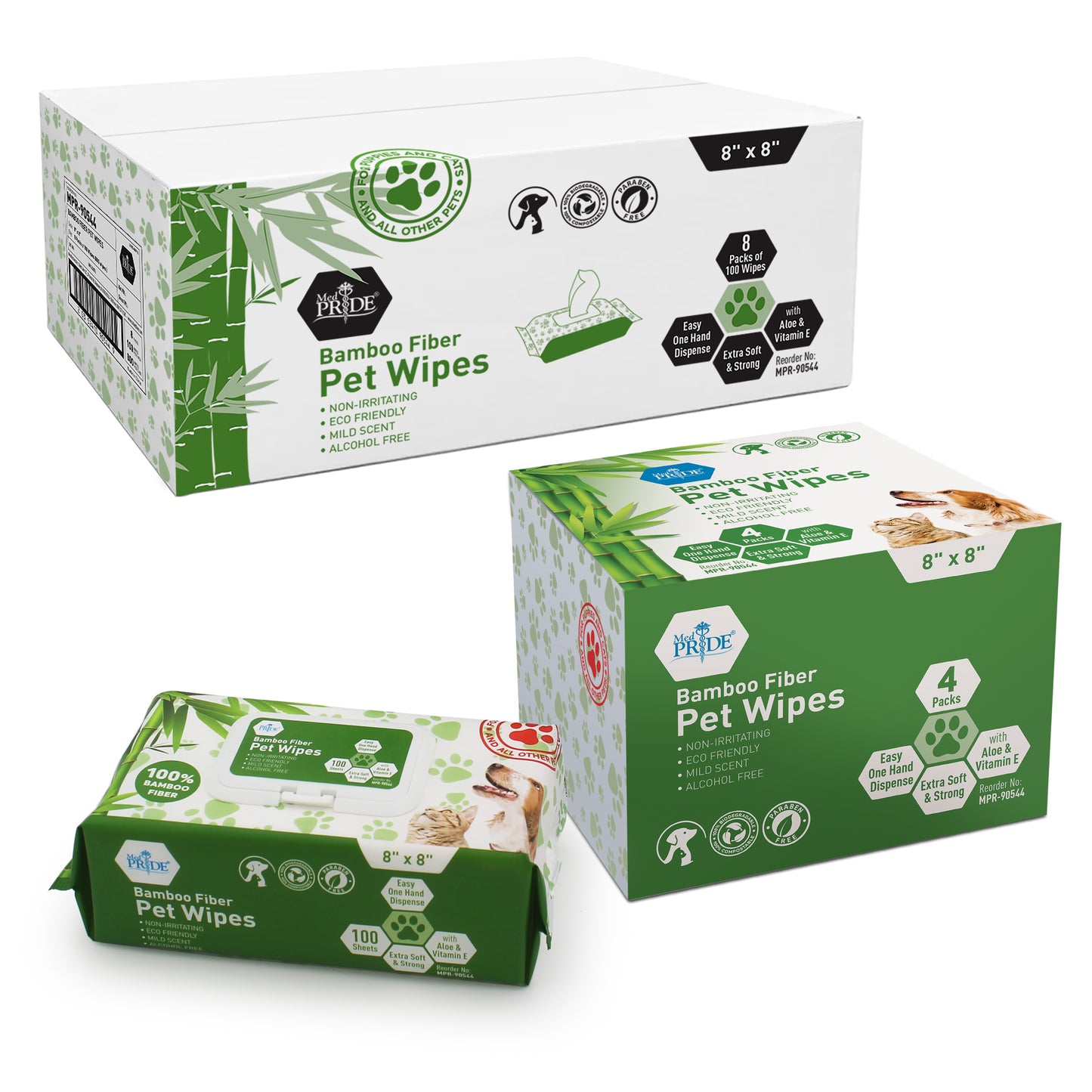MedPride Med Pride Pet Wipes - 8"x8", 2/4/100/cs. medical supply