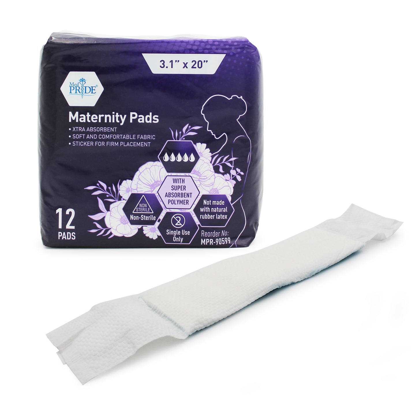 MedPride Maternity Pads 3.1 x 20 16 Gram Case medical supply