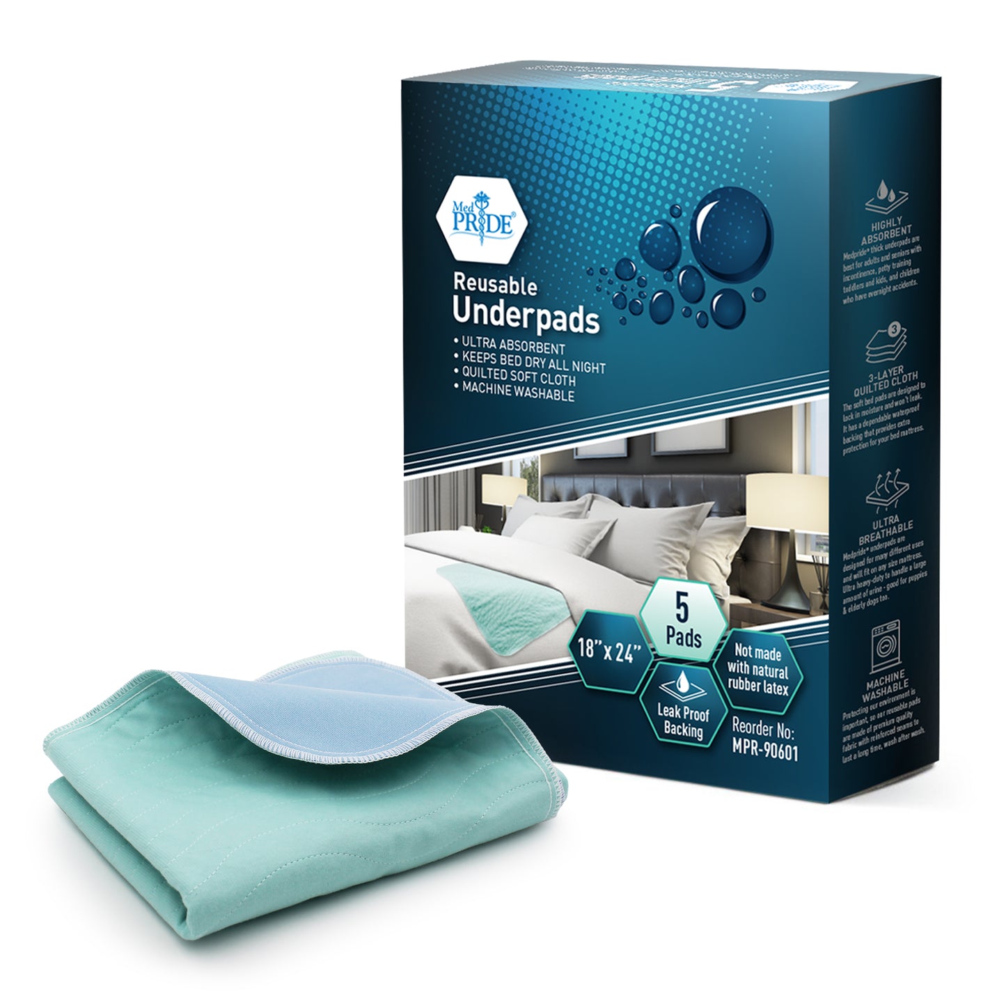 MedPride Reusable Underpads 18 x 24 Case medical supply