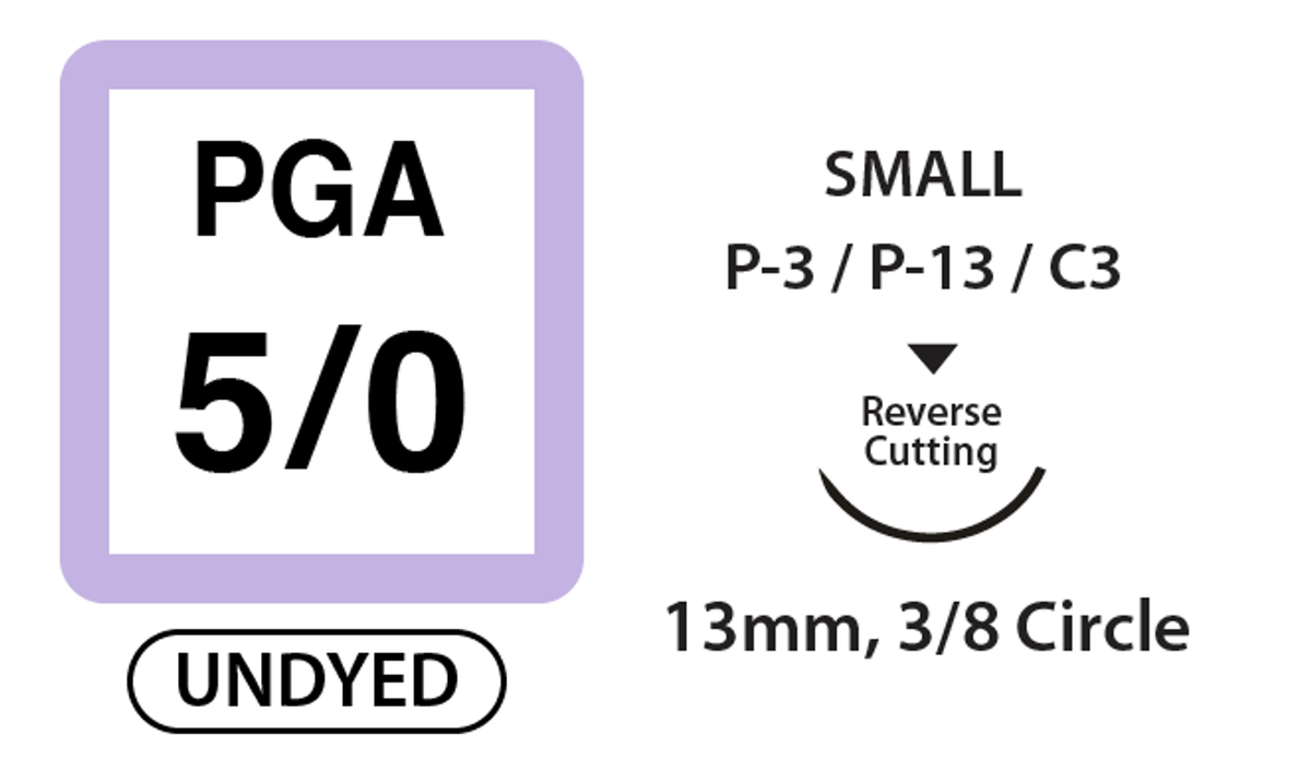 UNIFY, PGA Surgical Sutures, Size 5/0, 18" Thread, 13mm, 3/8 Circle R/C Needle, Undyed (S-G518R13-U) medical supply