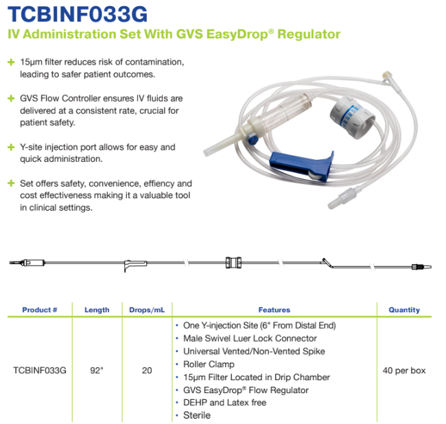 TrueCare IV Administration Set GVS EasyDrop 92in medical supply