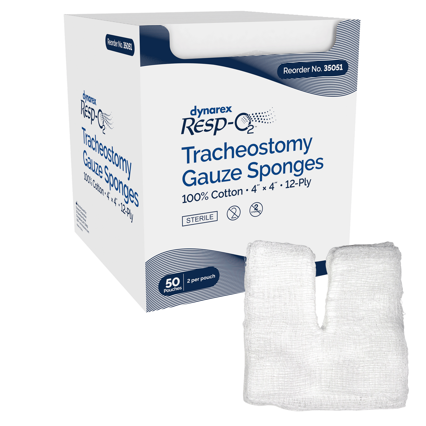 Resp-O2 Tracheostomy Gauze Sponges 4x4 12 Ply 6/50/cs medical supply