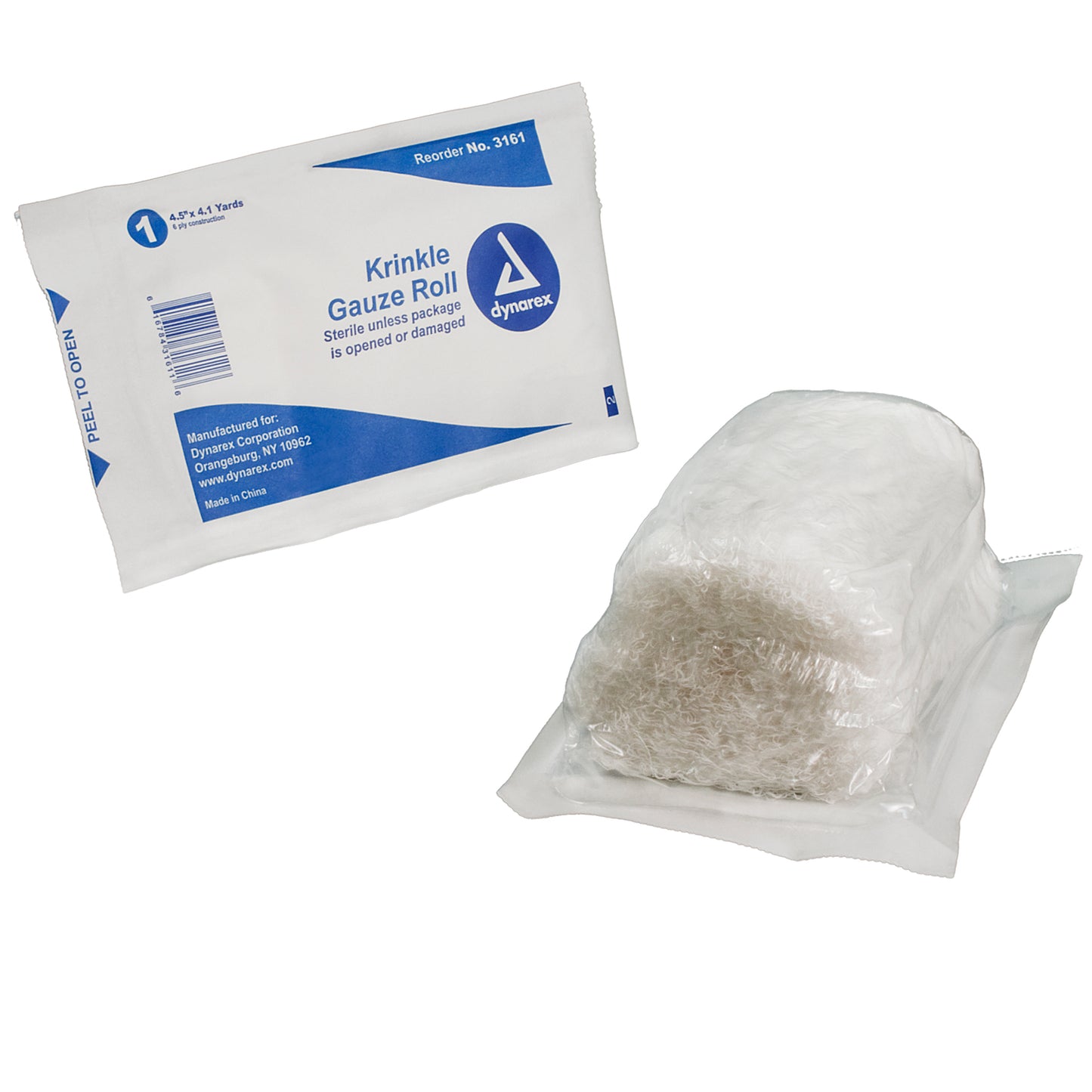 Dynarex Krinkle Gauze Roll Sterile 4.5" x 4.1 yds Case medical supply