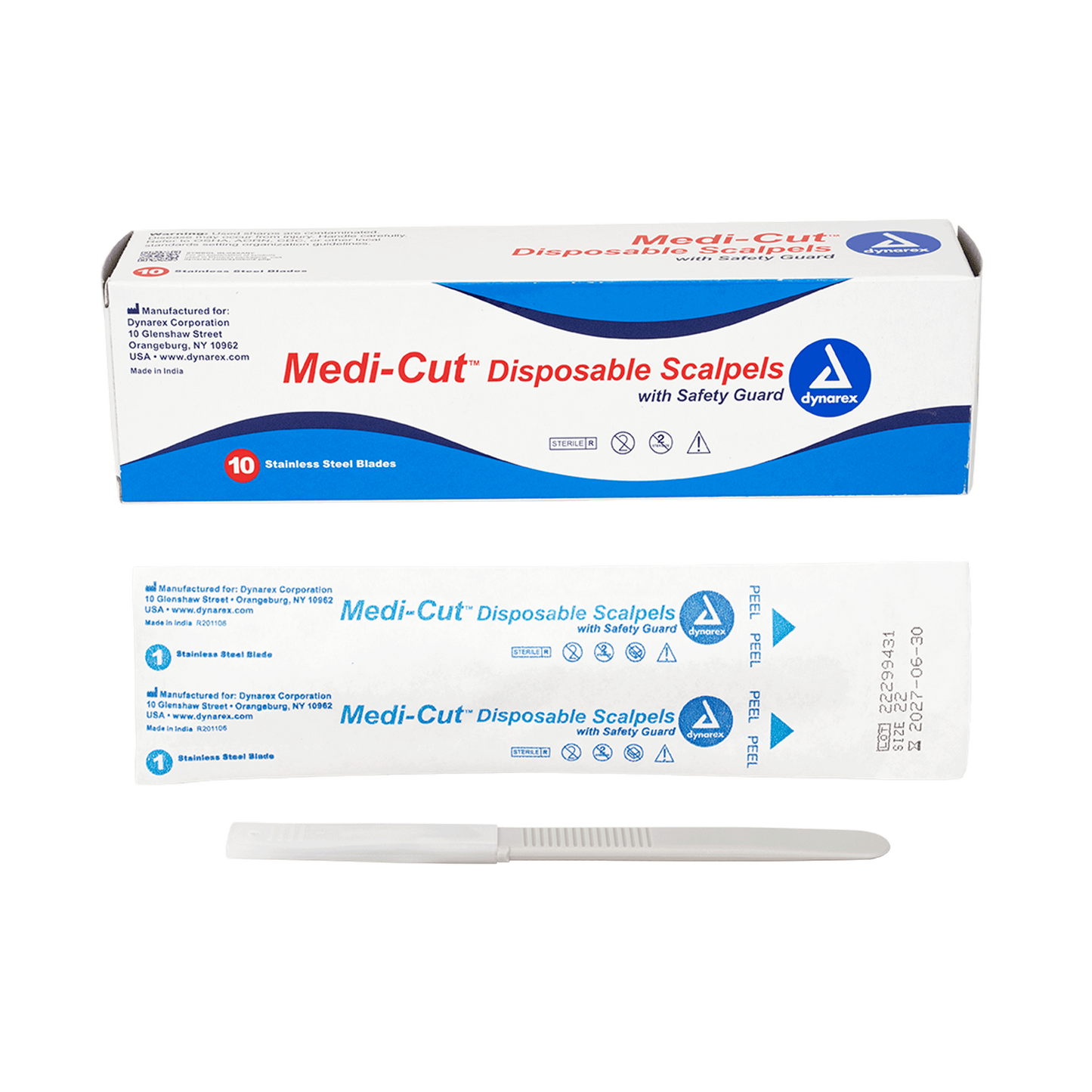 Medi-Cut Disposable Sterile Scalpels #22 10/bx medical supply
