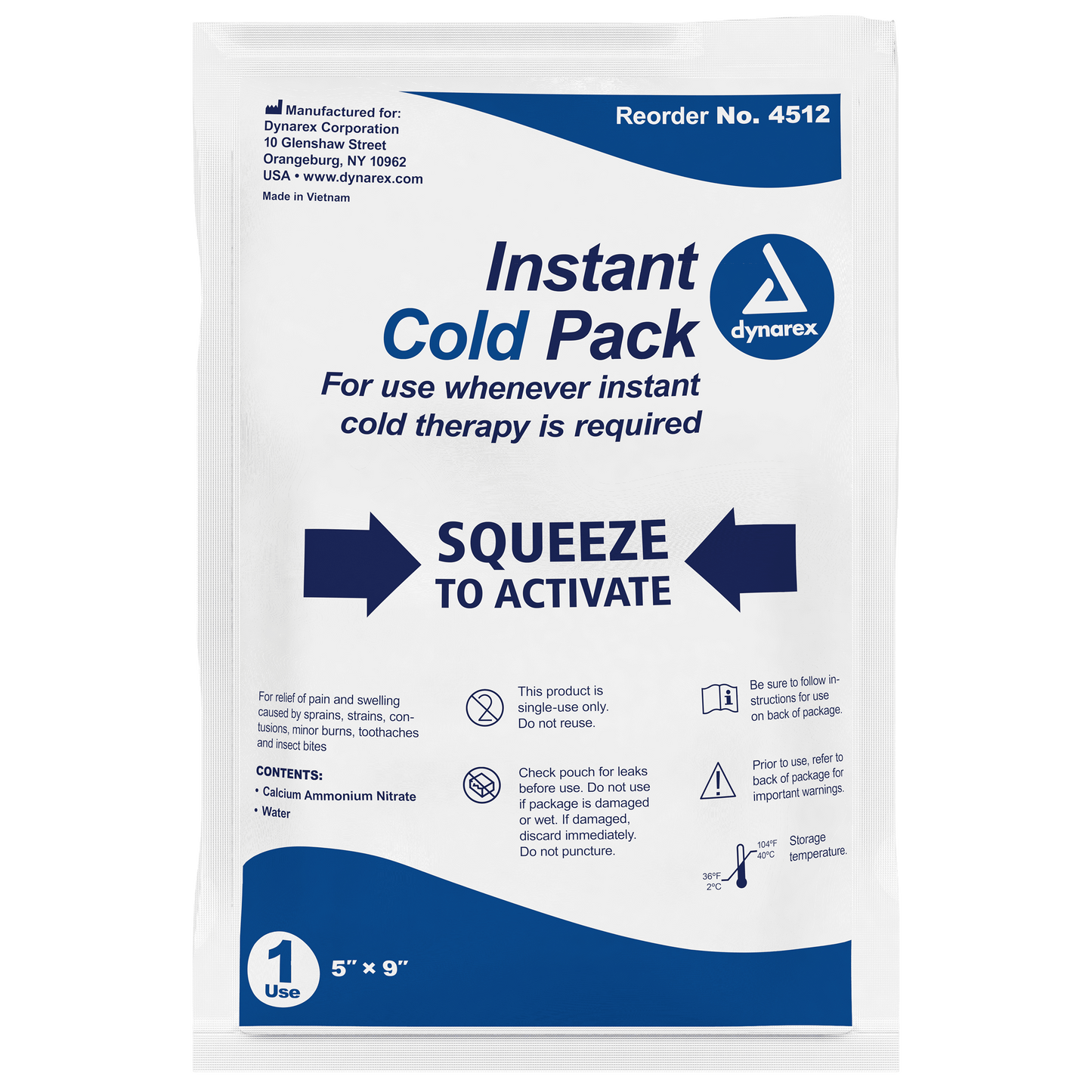 Dynarex Instant Cold Pack 5" x 9" 24/Case medical supply