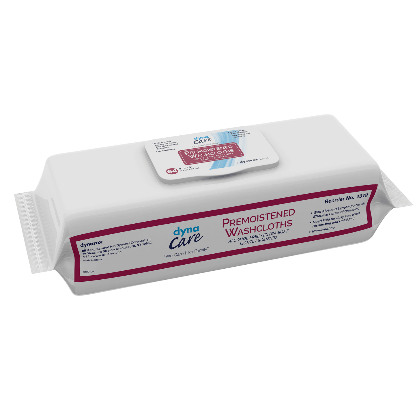 dynaCare Premoistened Adult Washcloths 9in x 13in Soft Pack Refill medical supply