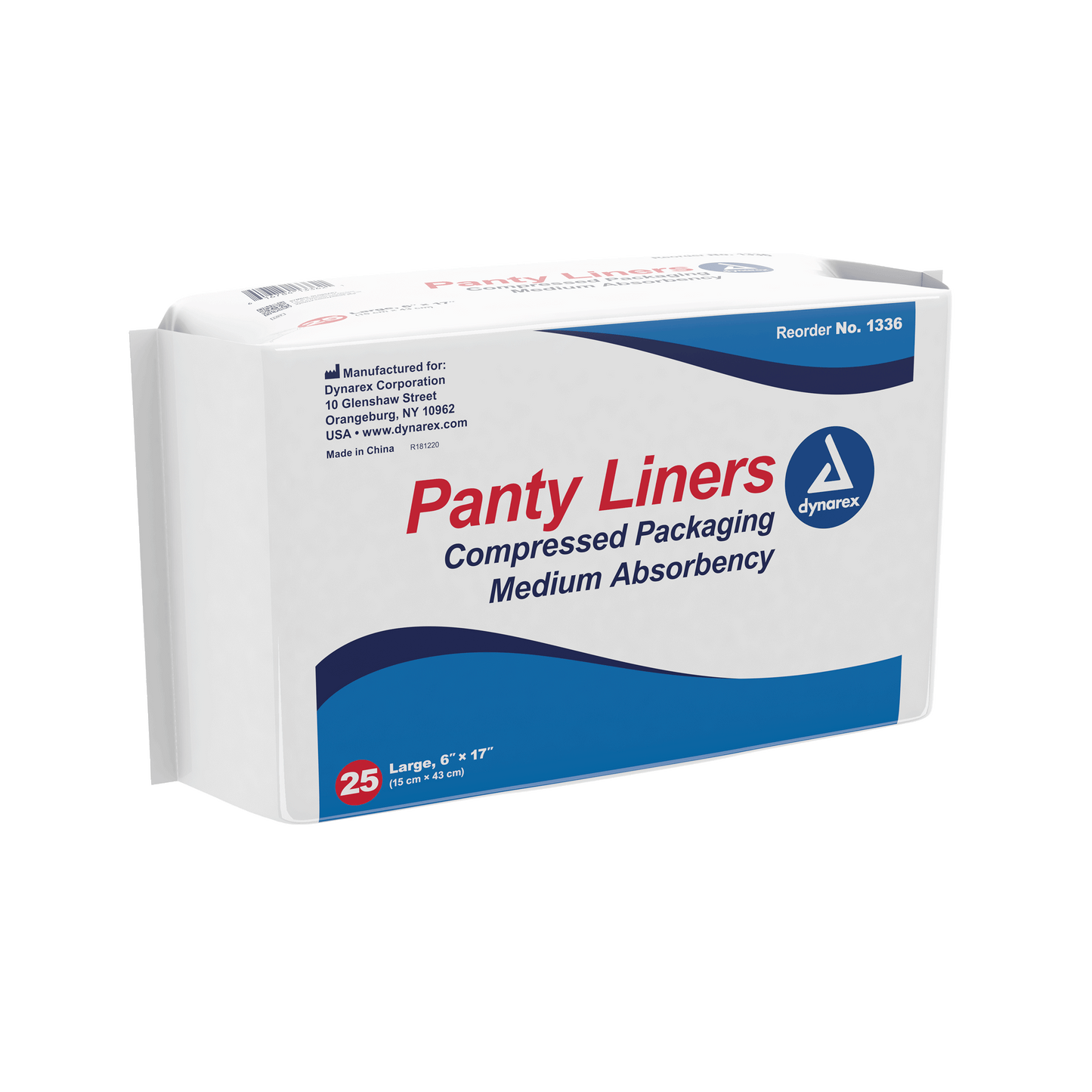 Dynarex Panty Liners Adhesive Tab 6" x 17" Case medical supply