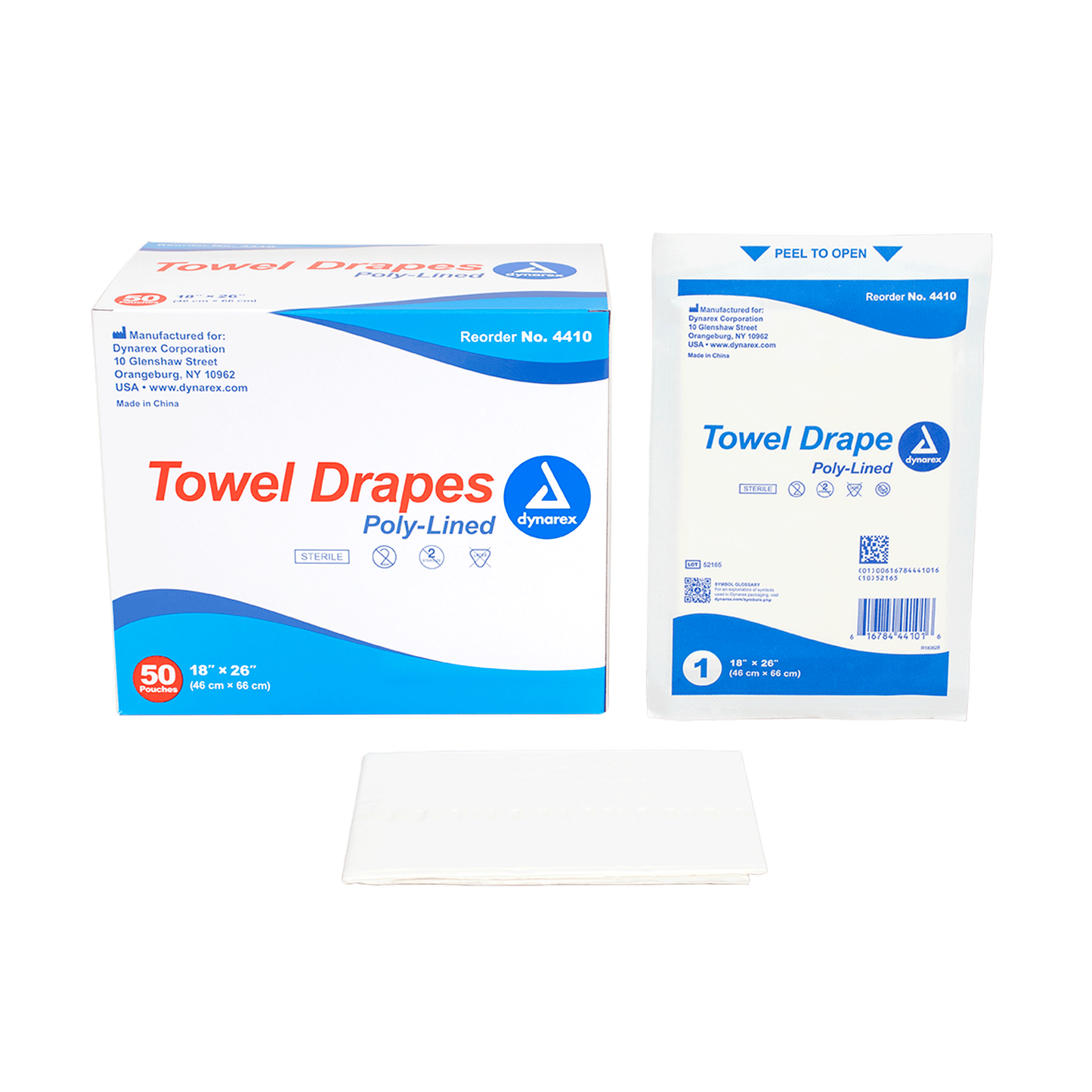 Dynarex Disposable Towel Drapes Plain Sterile 18x26 Case medical supply