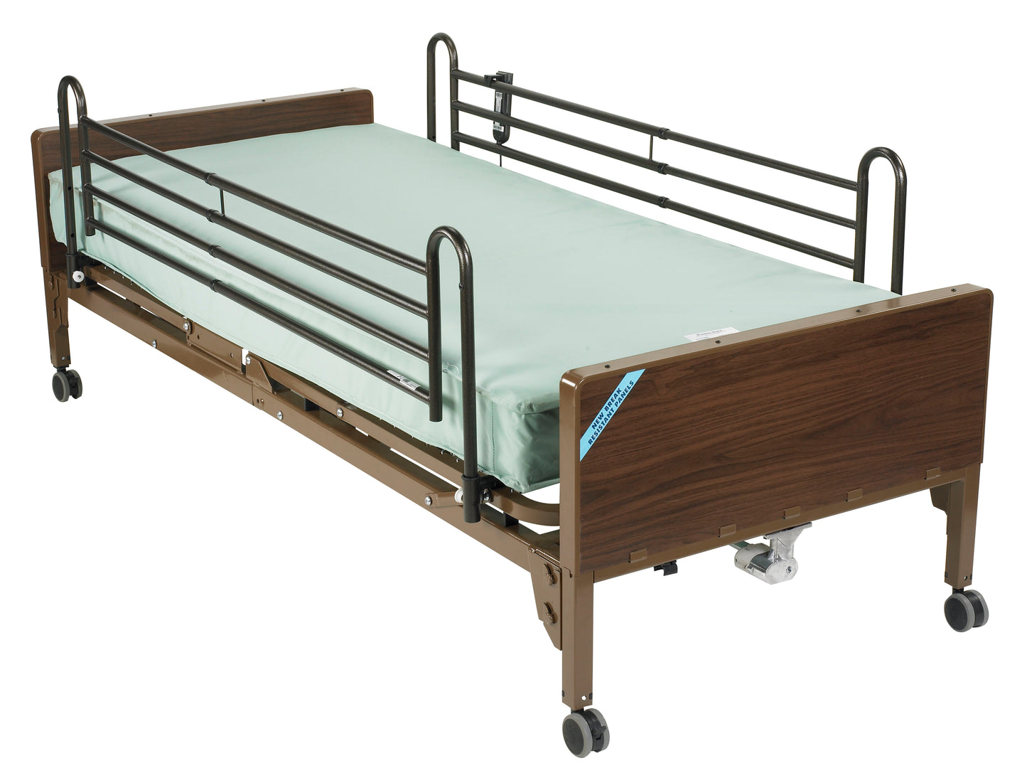 Delta Ultra Light Semi Electric Hospital Bed with Full Rails and Foam Mattress, medical supply