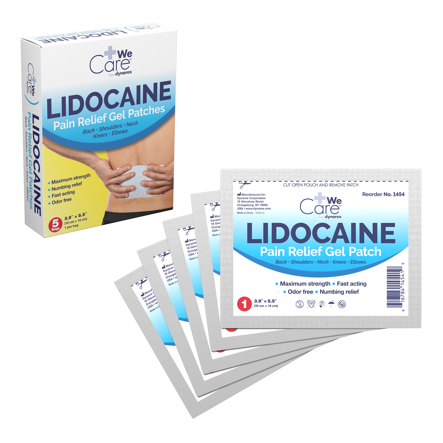 WeCare Lidocaine Pain Relief Gel Patch 10cm x 14cm Case medical supply