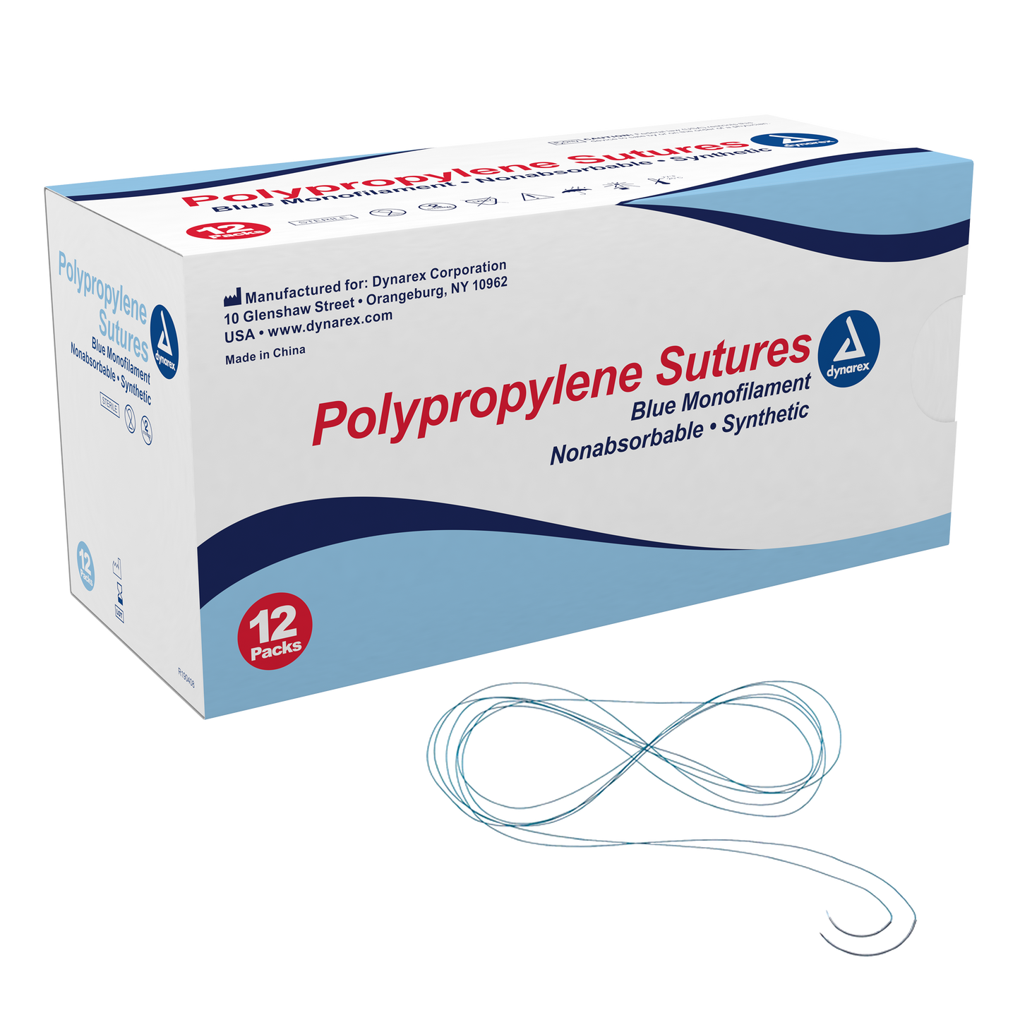 Dynarex Polypropylene Sutures Blue 5-0 C3 Needle 18 inch 12/bx medical supply