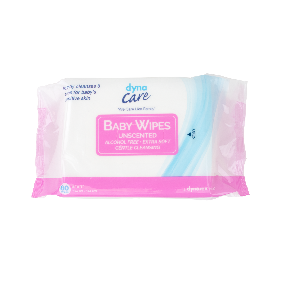 dynaCare Baby Wipes Unscented with Plastic Lid 5 inch x 7 inch Case medical supply