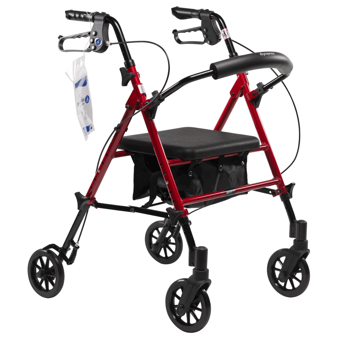 Dynarex DynaGo Flex Adjustable Seat Aluminum Rollator Red medical supply
