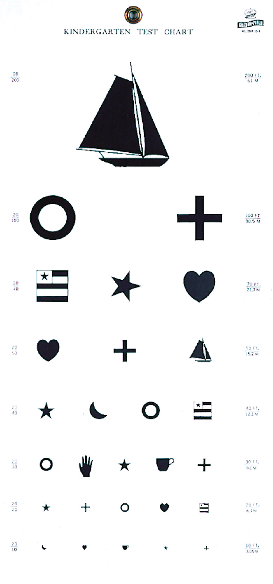 Graham Field Eye Chart, Kindergarten, 22x11 20' Distance, Grafco medical supply view 2