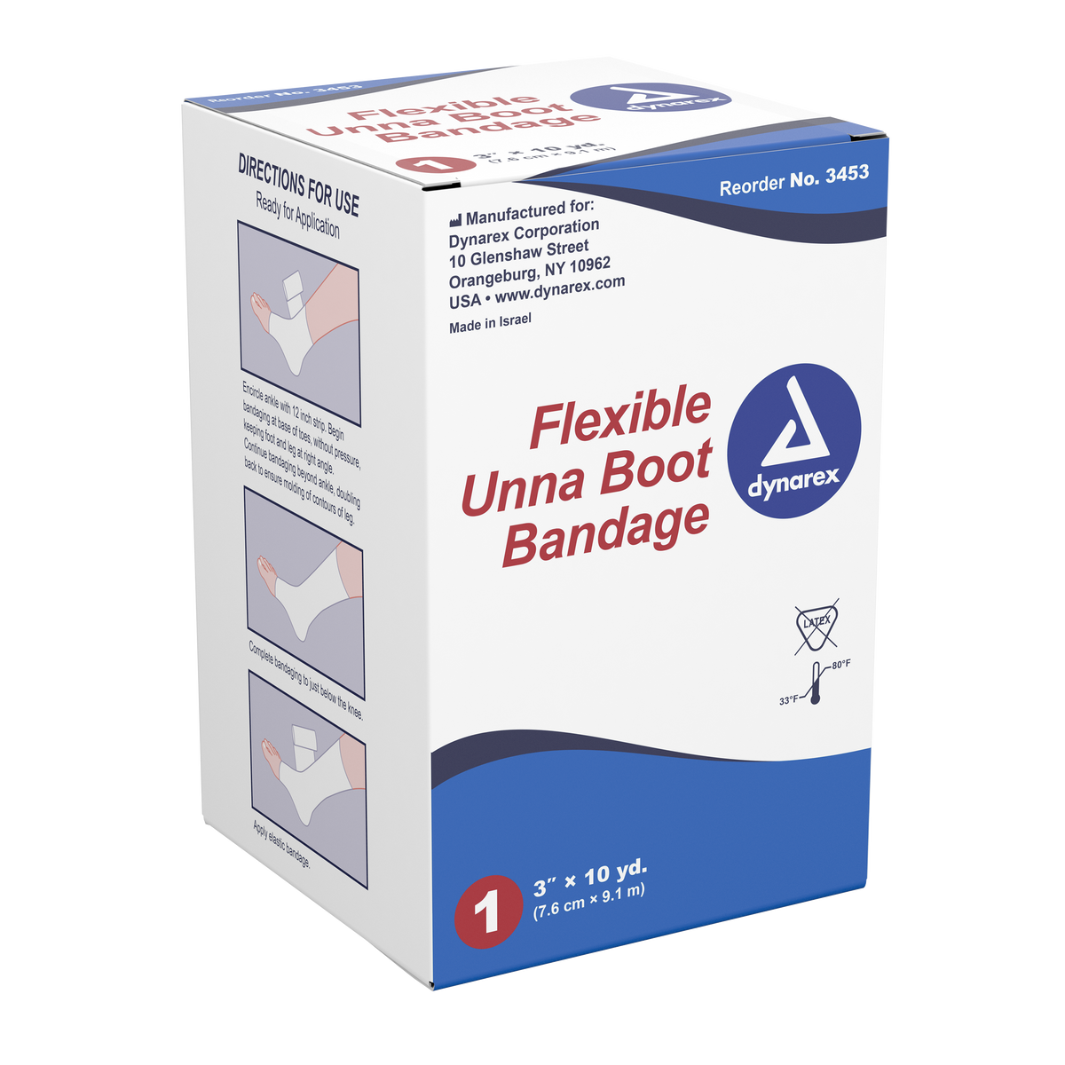 Dynarex Unna Boot Bandages 3 In x 10 Yd 12/Case medical supply