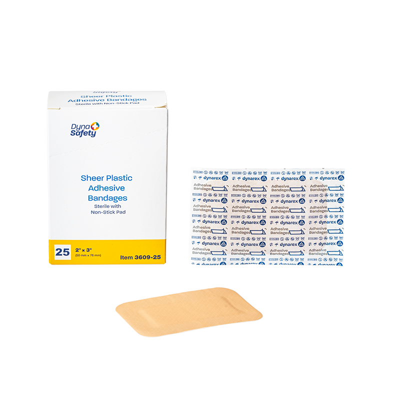 DynaSafety Sheer Plastic Adhesive Bandages Sterile 2 x 3 in 48/25/cs medical supply