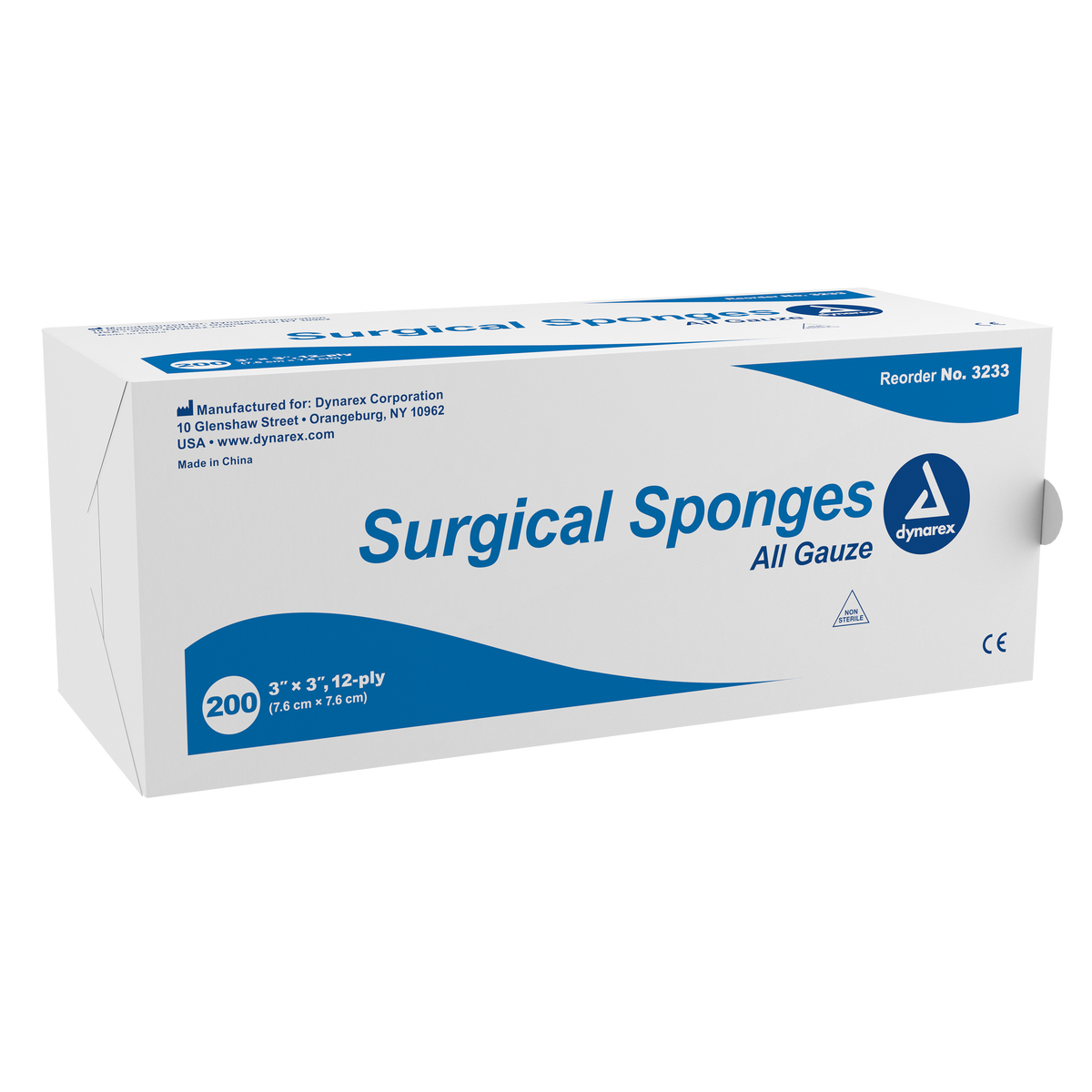 Dynarex Surgical Gauze Sponge 3" x 3" 12-Ply 20/200/cs medical supply