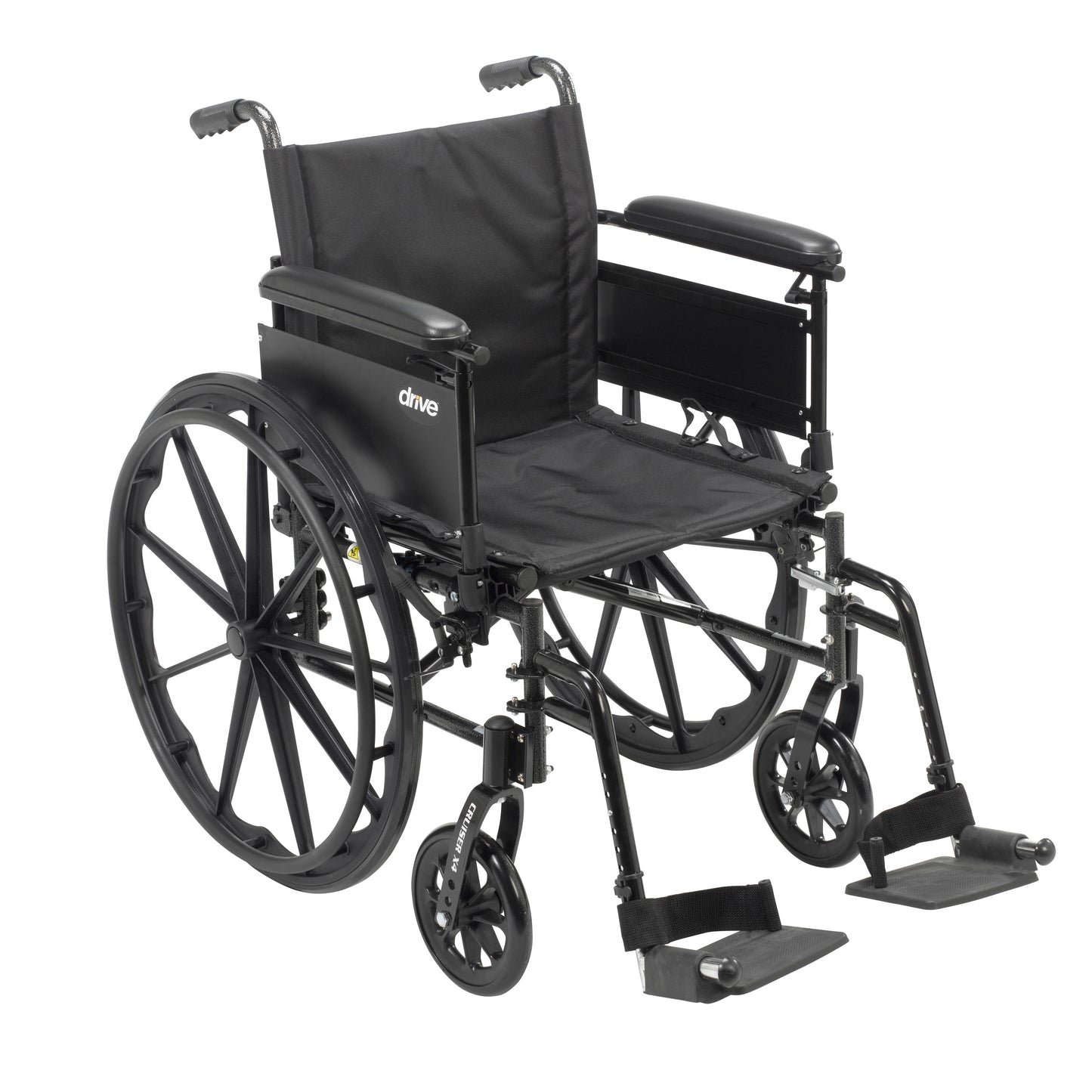 Drive Medical Cruiser X4 Dual Axle Wheelchair Full Arms Swing Away Footrests 16" Seat medical supply