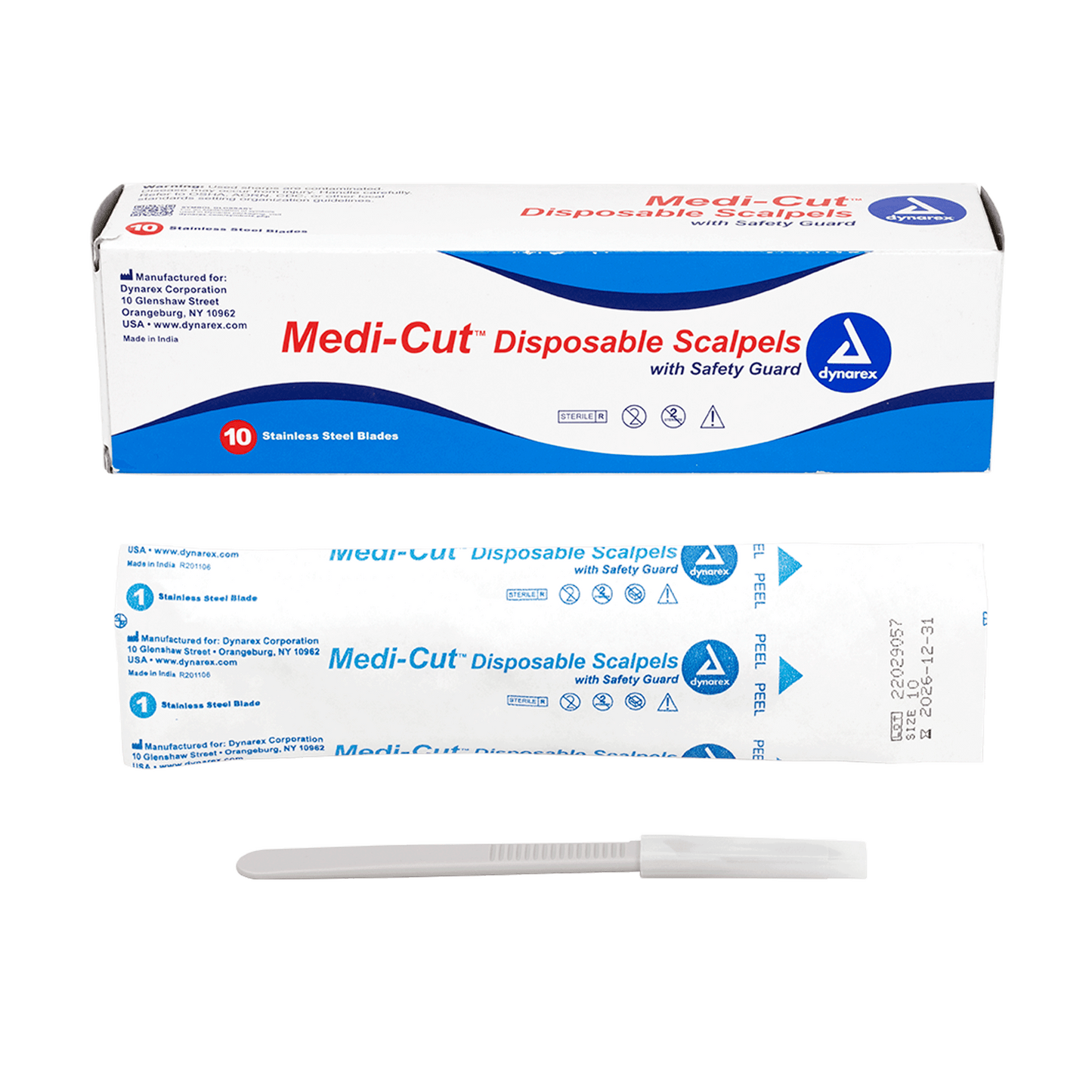 Medi-Cut Disposable Sterile Scalpels #10 10/bx medical supply