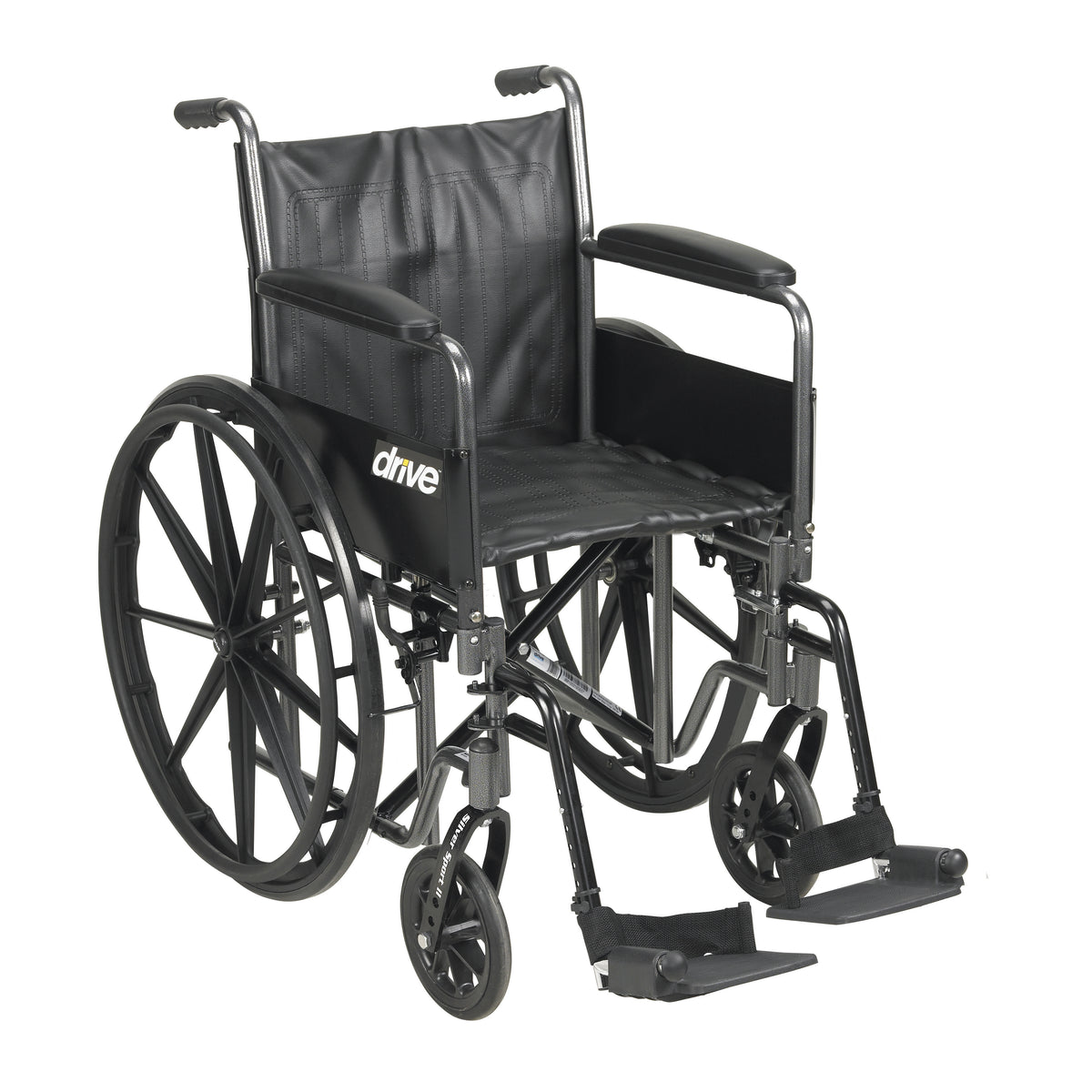 Drive Medical Silver Sport 2 Wheelchair Full Arms Swing Away Footrests 16" Seat medical supply