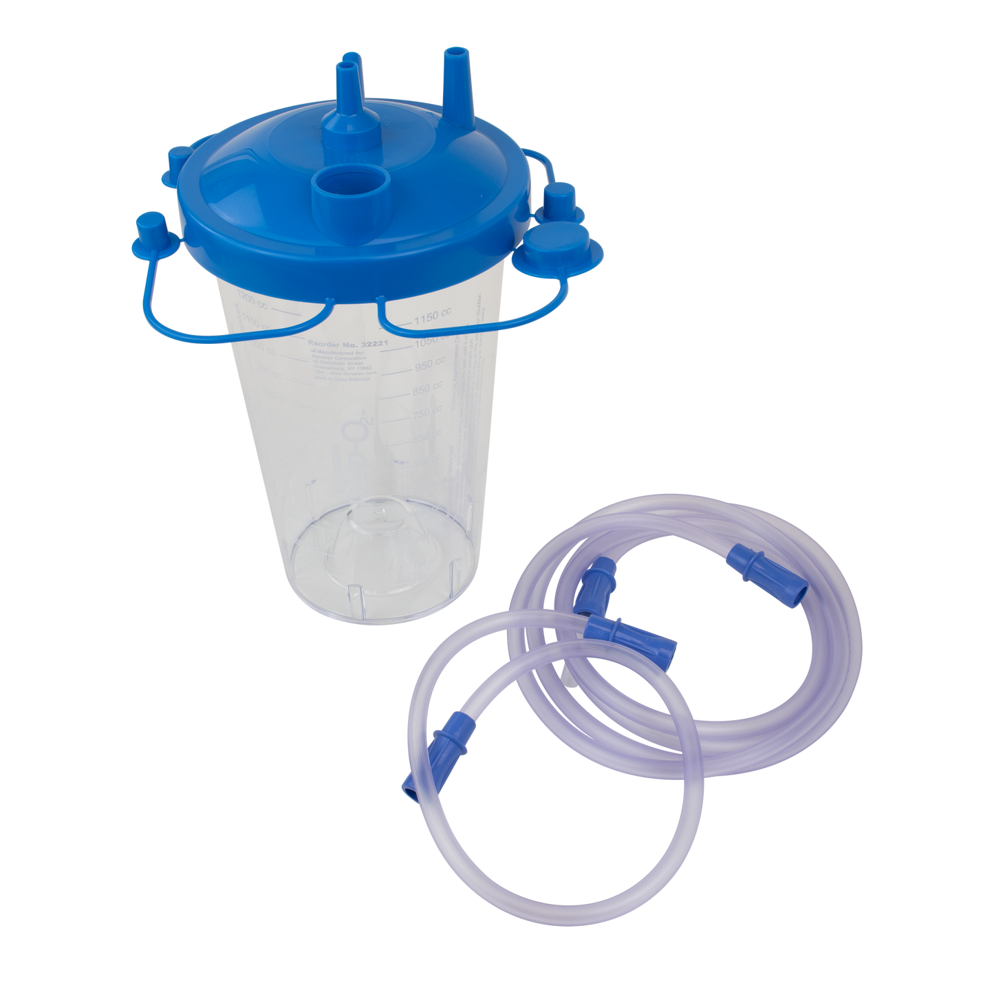Resp-O2 Disposable Suction Canister with Float Valve Shutoff 1200cc with tubing case of 30 medical supply