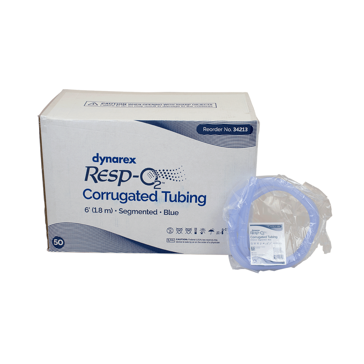 Resp-O2 Corrugated Tubing 6 ft Segmented Blue Case of 50 medical supply