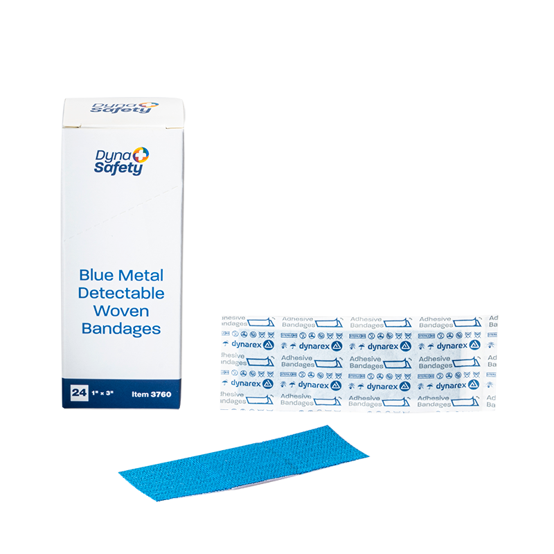 DynaSafety Blue Metal Detectable Woven Bandage 1 x 3 inch Case of 1200 box medical supply