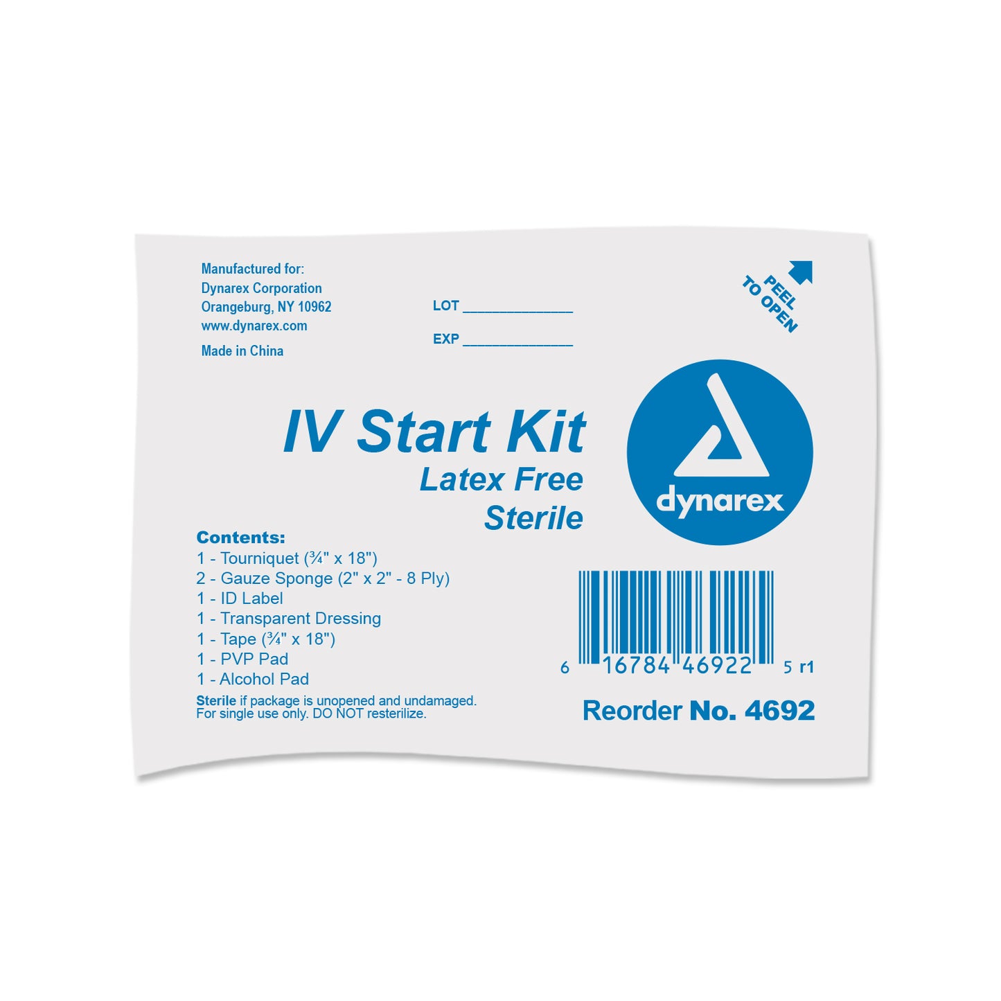 Dynarex IV Start Kit without Gloves 50 per Case medical supply