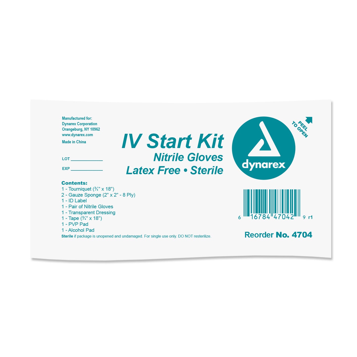 Dynarex IV Start Kit with Nitrile Gloves 50 per Case medical supply