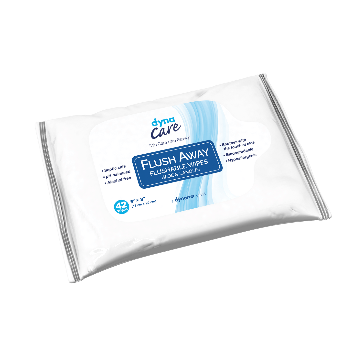 dynaCare Junior Flushable Wipes 5 x 8 in Soft Pack Case medical supply