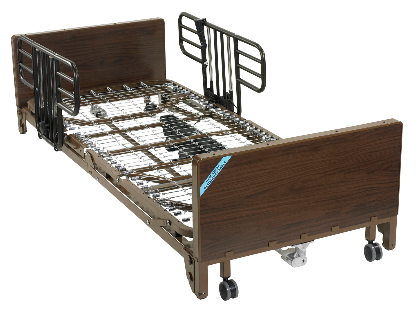 Delta Ultra Light Full Electric Low Hospital Bed with Half Rails and Innerspring Mattress, medical supply