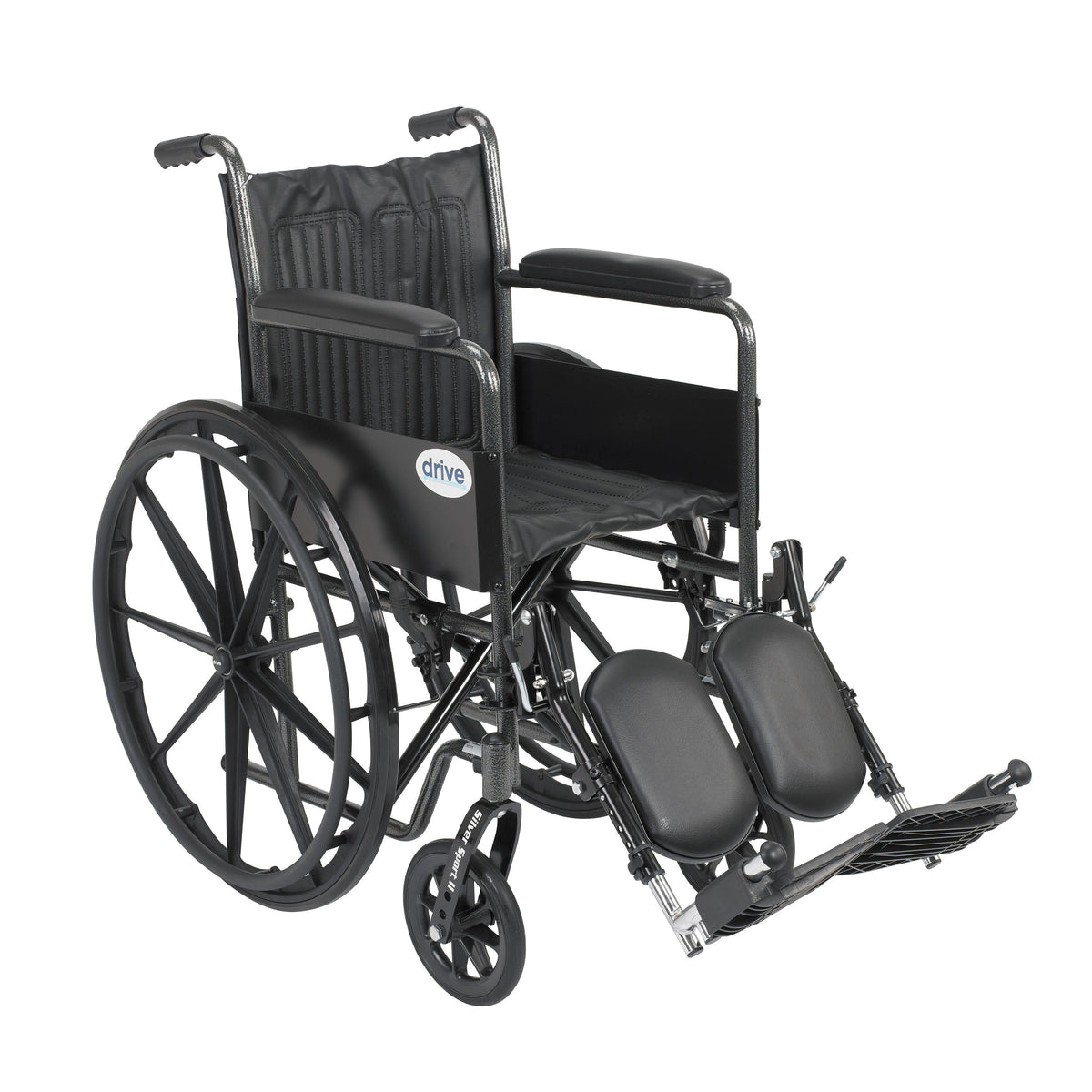Drive Medical Silver Sport 2 Wheelchair Non Removable Fixed Arms Elevating Leg Rests 18" Seat medical supply